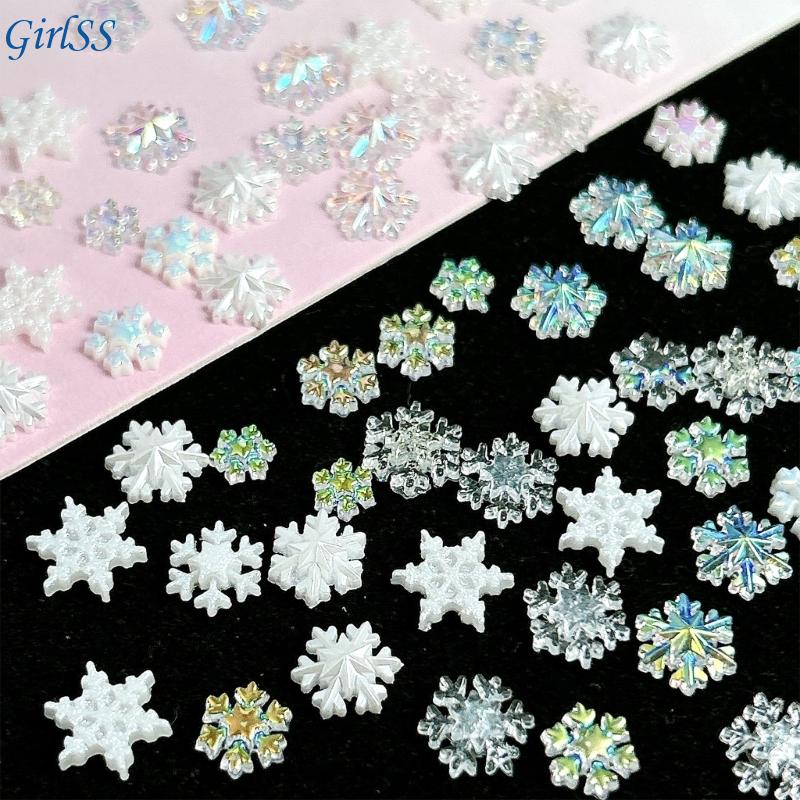 Resin Glitter Pack - 1Set verschiedene weiße glitzernde Schneeflocken-Nagelanhänger, professionelles