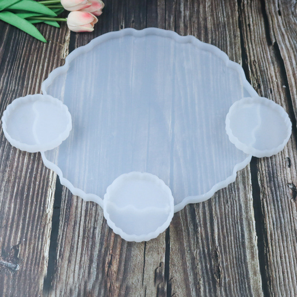 Silicone Mold Tray - 2 Stück Kristallharz-Silikonform für Serviertabletts, Runde