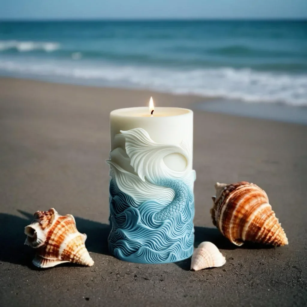 Resin Ocean Wave Mold - DIY Ozeanwelle Schaum zylindrische Kerze Silikonform
